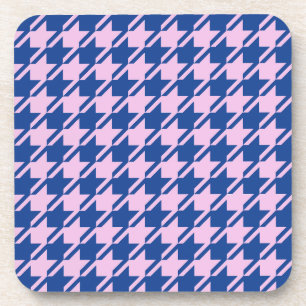 Houndstooth Roze + Blauw Patroon Bier Onderzetter