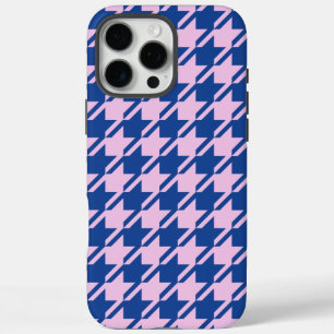 Houndstooth Roze + Blauw Patroon iPhone 16 Pro Max Hoesje