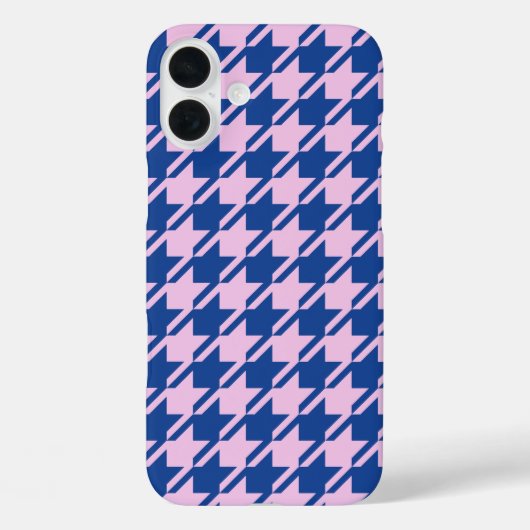 Houndstooth Roze + Blauw Patroon Case-Mate iPhone Case (Achterkant)