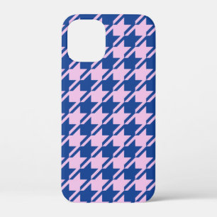Houndstooth Roze + Blauw Patroon iPhone 12 Mini Hoesje