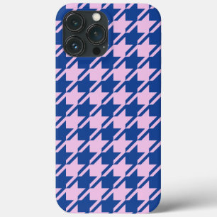 Houndstooth Roze + Blauw Patroon iPhone 13 Pro Max Hoesje