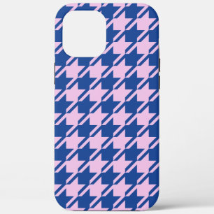 Houndstooth Roze + Blauw Patroon iPhone 12 Pro Max Hoesje