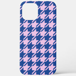 Houndstooth Roze + Blauw Patroon iPhone 12 Pro Max Hoesje
