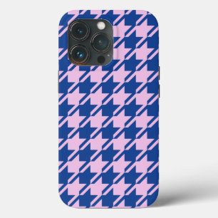 Houndstooth Roze + Blauw Patroon iPhone 13 Pro Hoesje