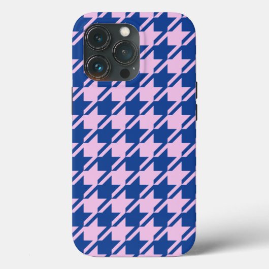 Houndstooth Roze + Blauw Patroon Case-Mate iPhone Case (Achterkant)