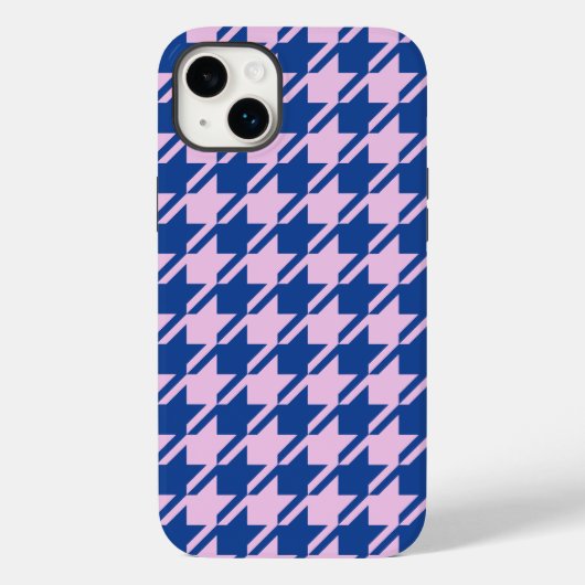 Houndstooth Roze + Blauw Patroon Case-Mate iPhone Case (Achterkant)