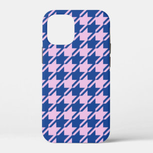Houndstooth Roze + Blauw Patroon iPhone 12 Mini Hoesje
