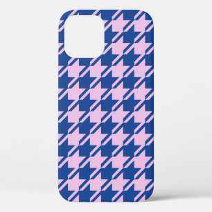 Houndstooth Roze + Blauw Patroon iPhone 12 Pro Hoesje