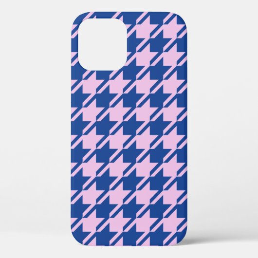 Houndstooth Roze + Blauw Patroon Case-Mate iPhone Case (Achterkant)