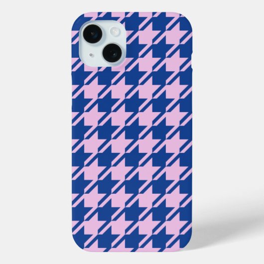Houndstooth Roze + Blauw Patroon Case-Mate iPhone Case (Achterkant)