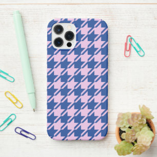 Houndstooth Roze + Blauw Patroon iPhone 12 Pro Hoesje