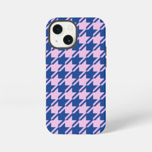 Houndstooth Roze + Blauw Patroon iPhone 13 Mini Hoesje