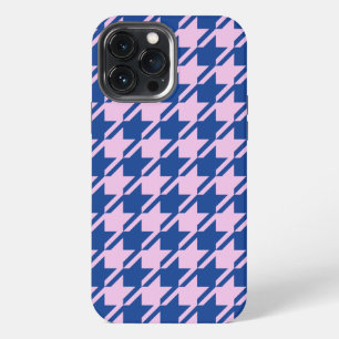 Houndstooth Roze + Blauw Patroon iPhone 13 Pro Max Hoesje