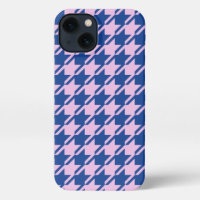 Houndstooth Roze + Blauw Patroon