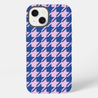 Houndstooth Roze + Blauw Patroon