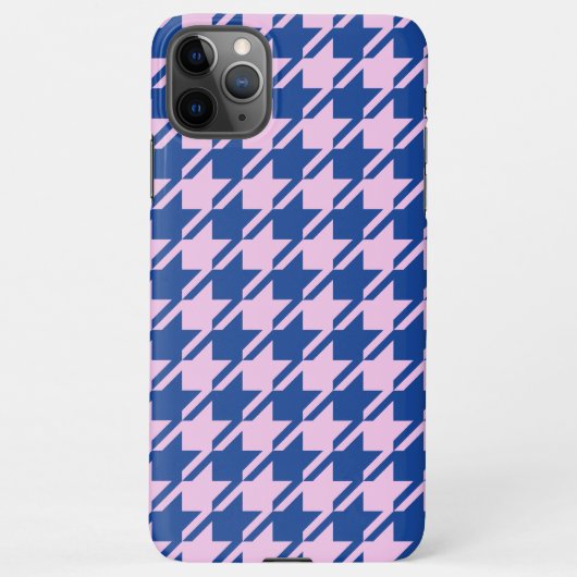 Houndstooth Roze + Blauw Patroon iPhone Hoesje (Achterkant)