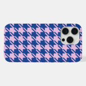 Houndstooth Roze + Blauw Patroon iPhone Hoesje (Achterkant horizontaal)