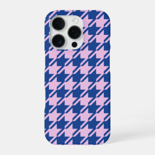 Houndstooth Roze + Blauw Patroon iPhone 16 Pro Hoesje