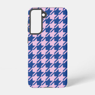 Houndstooth Roze + Blauw Patroon Samsung Galaxy Hoesje