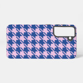 Houndstooth Roze + Blauw Patroon Samsung Galaxy Hoesje (Achterkant horizontaal)
