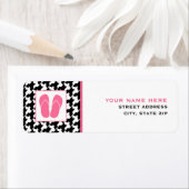 Houndstooth & roze Teenslippers Etiket (Insitu)