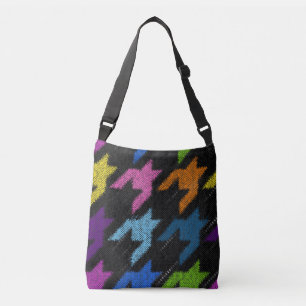Houndstooth: ruwe canvas imitatie. crossbody tas