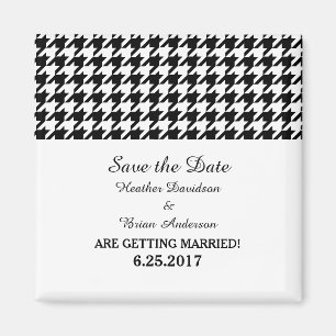 Houndstooth Save the Date Magnet, Black Magneet