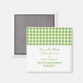 Houndstooth Save the Date Magnet, Green Magneet (Voorkant / Achterkant)