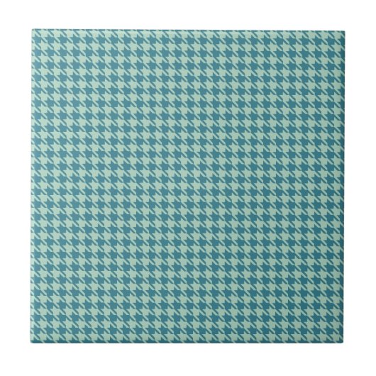 Houndstooth Seafoam en Blauwgroen Tegeltje (Voorkant)
