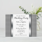 Houndstooth & Silver Design Invitations de fête d' (Debout devant)