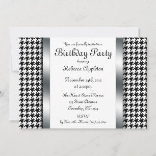 Houndstooth & Silver Design Invitations de fête d'