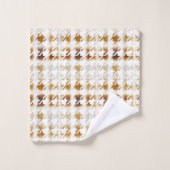 Houndstooth Soft Brown op White Pattern Bad Handdoek (Wasdoekje)