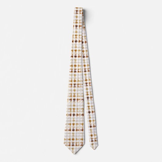 Houndstooth Soft Brown op White Pattern Stropdas (Voorkant)