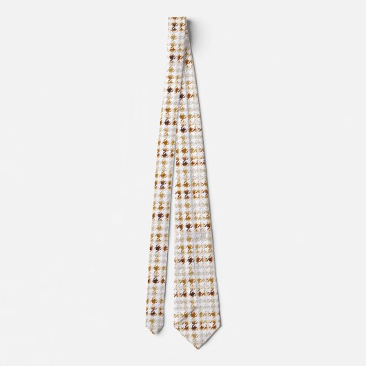 Houndstooth Soft Brown op White Pattern Stropdas (Achterkant)