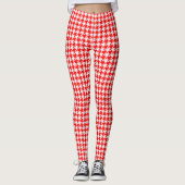 Houndstooth Specized Red and White Pattern Leggings (Voorkant)