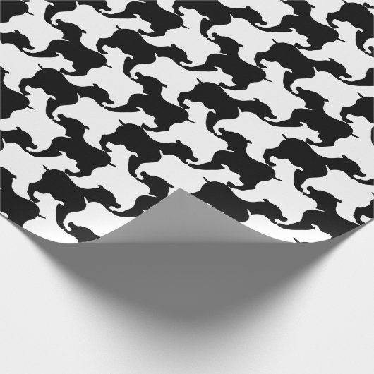 Houndstooth Style Tesselation Black Dog Silhouette Cadeaupapier (Hoek)
