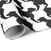 Houndstooth Style Tesselation Black Dog Silhouette Cadeaupapier (Rol Hoek)