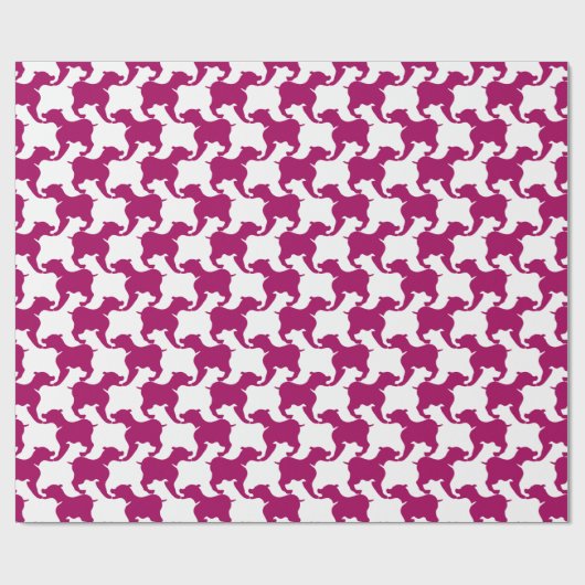 Houndstooth Style Tesselation Pink Dog Silhouette Cadeaupapier (Vlak)