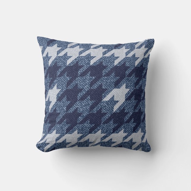 Houndstooth Tartan Jeans Achtergrond Ontwerp Kussen (Voorkant)