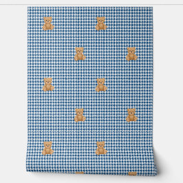 Houndstooth Teddy Home, Classic Blue, Behang