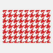 Houndstooth, visgraat, dot DIY kleuren wit rood Inpakpapier Vel (Voorkant)
