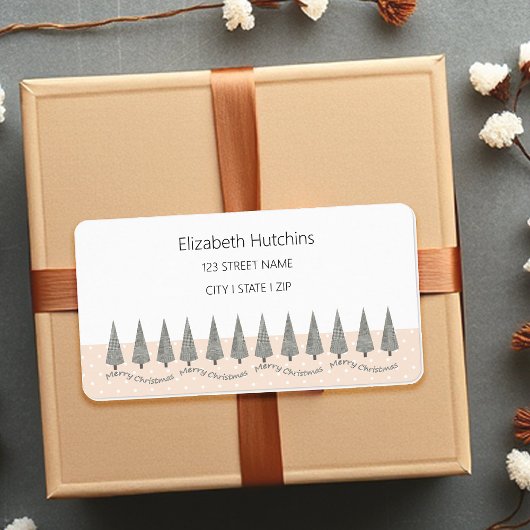 Houndstooth Vrolijk Kerstmis Modern Etiket