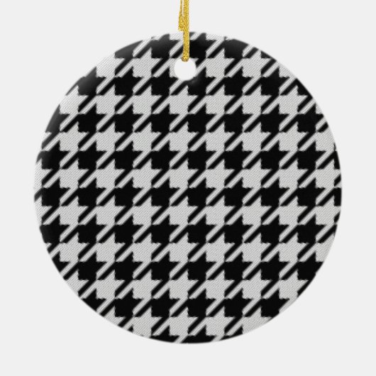 Houndstooth Weave Pattern Kerstannament Keramisch Ornament (Achterkant)