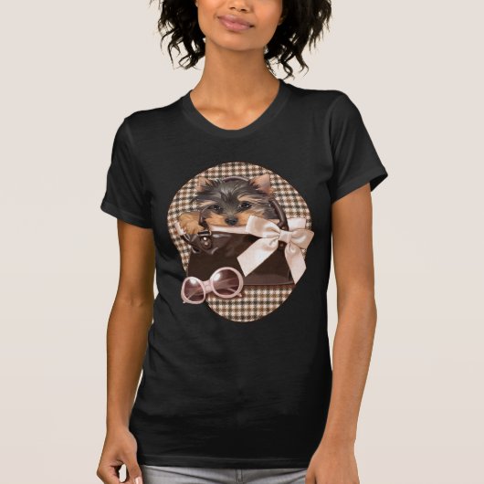 Houndstooth Yorkie Puppy T-shirt (Voorkant)