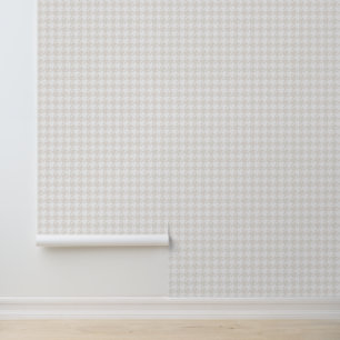 Houndstooth zacht klassiek subtiel beige wit behang