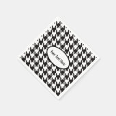 Houndstooth zwart wit bruiloft gepersonaliseerd servet (Hoek)