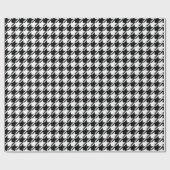 Houndstooth Zwart+Wit Groot Patroon Cadeaupapier (Vlak)