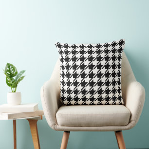 Houndstooth Zwart+Wit Groot Patroon Kussen