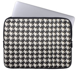 Houndstooth zwart wit patroon laptop sleeve