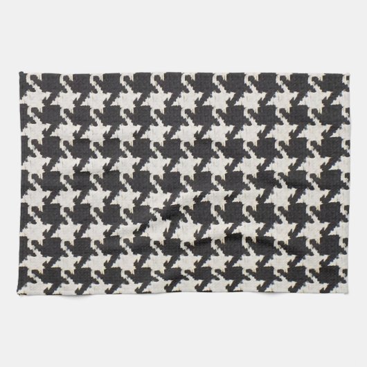 Houndstooth zwart wit patroon theedoek (Horizontaal)